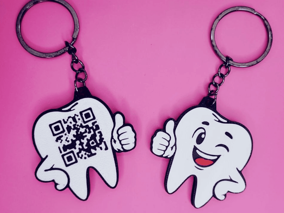 3D Printed Tooth Keychain Business Card - Image 1
